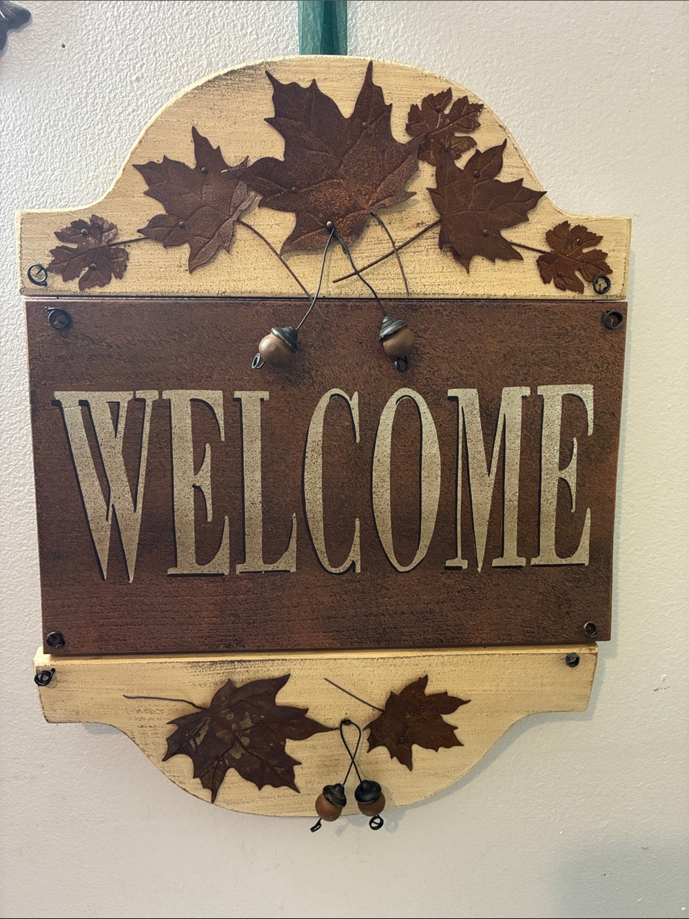 Welcome Wall Sign - Rustic Brown and Cream Home Wall Decor